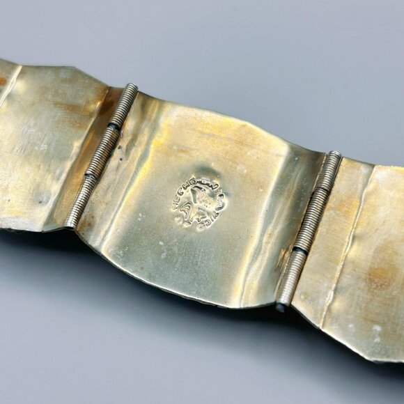 Vintage Mexican Sterling Silver Bracelet with Blue Stones | Hinged 0925 AR - Picture 3 of 11